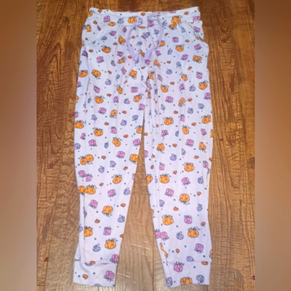 Pumpkin Pajama Pants with Drawstring and Pockets Women's Sz Medium